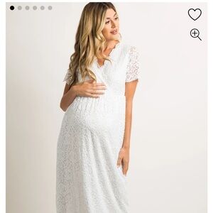 NWT Pink Blush Maternity White Lace Dress Size M